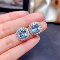 Luxury Colorful Zircon Jewelry Set With Aqua Blue Necklace Earrings And Ring For Women view 3