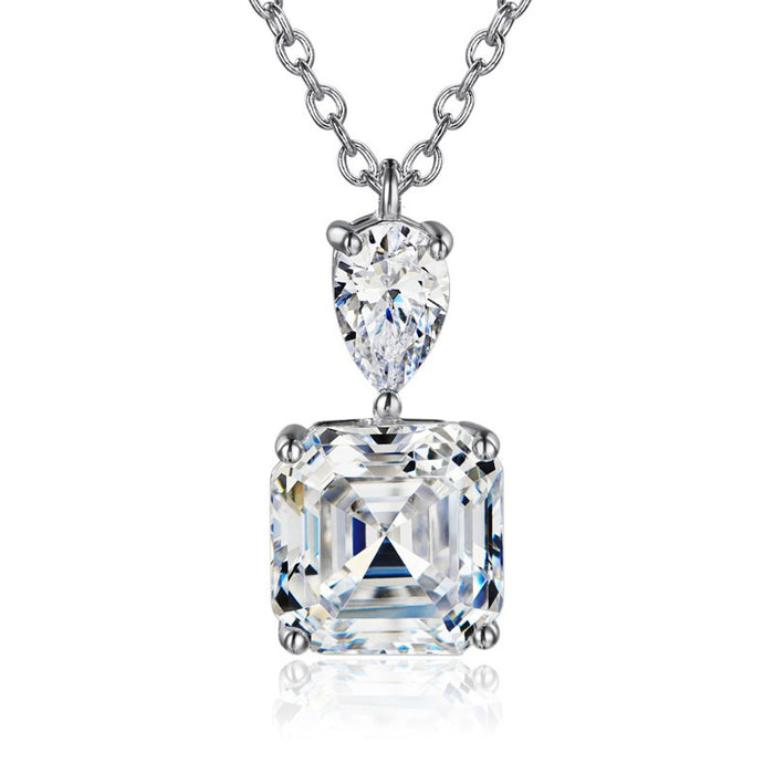 Style Princess Square Pink Cubic Zirconia Necklace, Elegant Collarbone Chain For Women