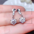 Fashion OL Moissanite Look Zircon Earrings Fine Copper Platinum Plated Women's Ear Jewelry view 5