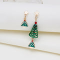 Elegant Asymmetric Spiral Christmas Tree Snowman Enamel Crystal Alloy Star Stud Drop Earrings view 3