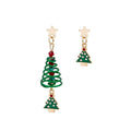 Elegant Asymmetric Spiral Christmas Tree Snowman Enamel Crystal Alloy Star Stud Drop Earrings view 5