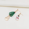 Elegant Asymmetric Spiral Christmas Tree Snowman Enamel Crystal Alloy Star Stud Drop Earrings view 2