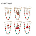 Cute Cartoon Colorful Enamel Santa Reindeer Snowman Brooch Pin, Sweet Christmas Badge Accessory view 1
