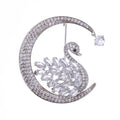 Alloy Crystal Swan Moon Brooch For Coats And Jackets view 6