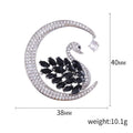 Alloy Crystal Swan Moon Brooch For Coats And Jackets view 5