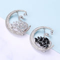 Alloy Crystal Swan Moon Brooch For Coats And Jackets view 2