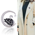 Alloy Crystal Swan Moon Brooch For Coats And Jackets view 3