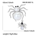 Alloy Pearl Zircon Spider Brooch Pin For Halloween Lapels view 5