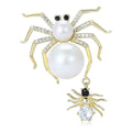Alloy Pearl Zircon Spider Brooch Pin For Halloween Lapels view 1
