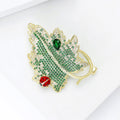 Gold Plated Alloy Zircon Leaf Brooch For Suit Jackets view 2