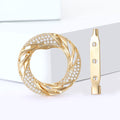 Alloy Round Zircon Scarf Buckle Brooch Pin For Waist Styling view 2
