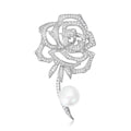 Alloy Zircon Hollow Rose Pearl Brooch Pin For Suits And Dresses view 2