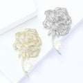 Alloy Zircon Hollow Rose Pearl Brooch Pin For Suits And Dresses view 3
