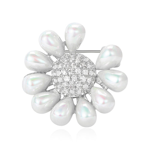Alloy Pearl Zircon Petal Brooch For Fresh Summer Outfits