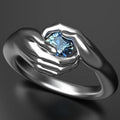 Vintage Punk Double Hands Hug Blue Zircon Copper Ring Halloween Gift For Women view 1