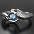 Vintage Punk Double Hands Hug Blue Zircon Copper Ring Halloween Gift For Women view 3