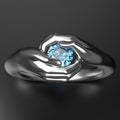 Vintage Punk Double Hands Hug Blue Zircon Copper Ring Halloween Gift For Women view 2