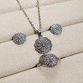 Fashion Bridal Jewelry Three Piece Set With Micro Pave Crystal Zircon Starry Necklace And Earrings view 5