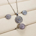 Fashion Bridal Jewelry Three Piece Set With Micro Pave Crystal Zircon Starry Necklace And Earrings view 1