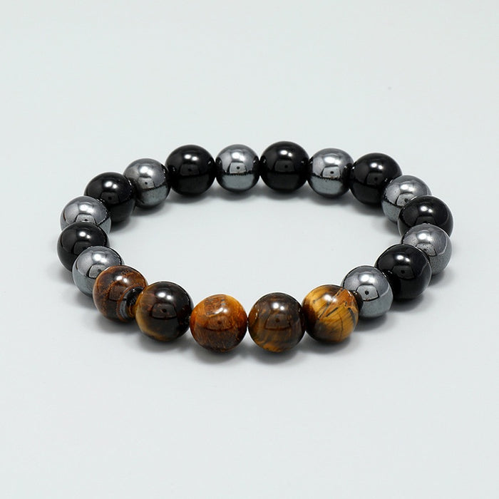 Minimalist Tiger Eye Stone Beaded Bracelet Bold European American Men's Jewelry