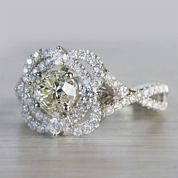 European American Fashion Cubic Zirconia Proposal Engagement Ring Elegant Finger Jewelry Accessory