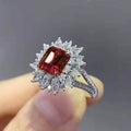 Luxury Square Full Zircon Inlaid Emerald Green Ring Hand Jewelry view 3