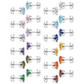 Classic Six Prong Multicolor Zircon Stud Earrings Unisex Mini Color Gemstone Ear Jewelry view 3