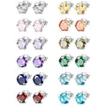 Classic Six Prong Multicolor Zircon Stud Earrings Unisex Mini Color Gemstone Ear Jewelry view 1