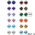 Classic Six Prong Multicolor Zircon Stud Earrings Unisex Mini Color Gemstone Ear Jewelry view 5