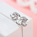 Sweet Floral Zircon Stud Earrings For Women, Rotating Flower Ear Jewelry view 2