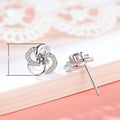 Sweet Floral Zircon Stud Earrings For Women, Rotating Flower Ear Jewelry view 5