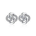 Sweet Floral Zircon Stud Earrings For Women, Rotating Flower Ear Jewelry view 3