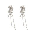 Alloy Rhinestone Flower Tassel Drop Earrings, Long Light Luxury OL Style Ear Jewelry view 5