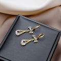 Elegant Gold Alloy Hoop Bowknot Zircon Hollow Teardrop Crystal Dangle Huggie Earrings view 2