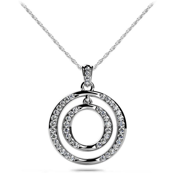 Korean Fashion Double Circle Rhinestone Necklace, Minimalist Versatile Collarbone Chain For Women