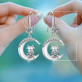 Creative Zodiac Ox Drop Earrings With Moon And Teardrop Zircon, Birth Year Ear Jewelry view 5