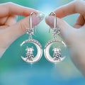 Creative Zodiac Ox Drop Earrings With Moon And Teardrop Zircon, Birth Year Ear Jewelry view 3