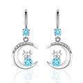 Creative Zodiac Ox Drop Earrings With Moon And Teardrop Zircon, Birth Year Ear Jewelry view 8