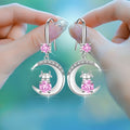 Creative Zodiac Ox Drop Earrings With Moon And Teardrop Zircon, Birth Year Ear Jewelry view 2