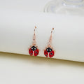 Cute Red Enamel Ladybug Insect Alloy Hook Dangle With Rhinestone Accent Fashion Drop Earrings view 2