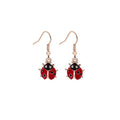 Cute Red Enamel Ladybug Insect Alloy Hook Dangle With Rhinestone Accent Fashion Drop Earrings view 5