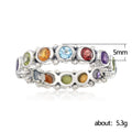 Elegant Single Row Multicolor Zircon Ring For Women, Simple Stackable Band Fashion Hand Jewelry view 3