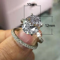 European Oval Zircon 10x12mm Egg Shape Ring Set Full Rhinestone Eternity Band Jewelry For Women view 5