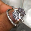 European Oval Zircon 10x12mm Egg Shape Ring Set Full Rhinestone Eternity Band Jewelry For Women view 2
