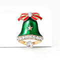 Alloy Rhinestone Enamel Christmas Bell Brooch For Holiday Apparel view 3