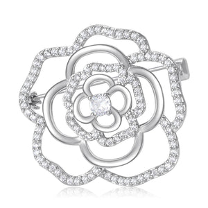 Alloy Zircon Hollow Rose Brooch For Elegant Women's Apparel