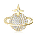 Gold Plated Alloy Planet Lapel Pin With Micro Zircon Brooch view 2