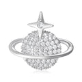 Gold Plated Alloy Planet Lapel Pin With Micro Zircon Brooch view 1