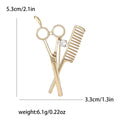 Copper Zircon Scissors Comb Brooch Pin For Hair Stylist Apparel view 4