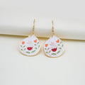 Vintage Black White Cat Floral Rose Enamel Alloy Drop Hook Earrings For Women Creative Cartoon Earrings view 2
